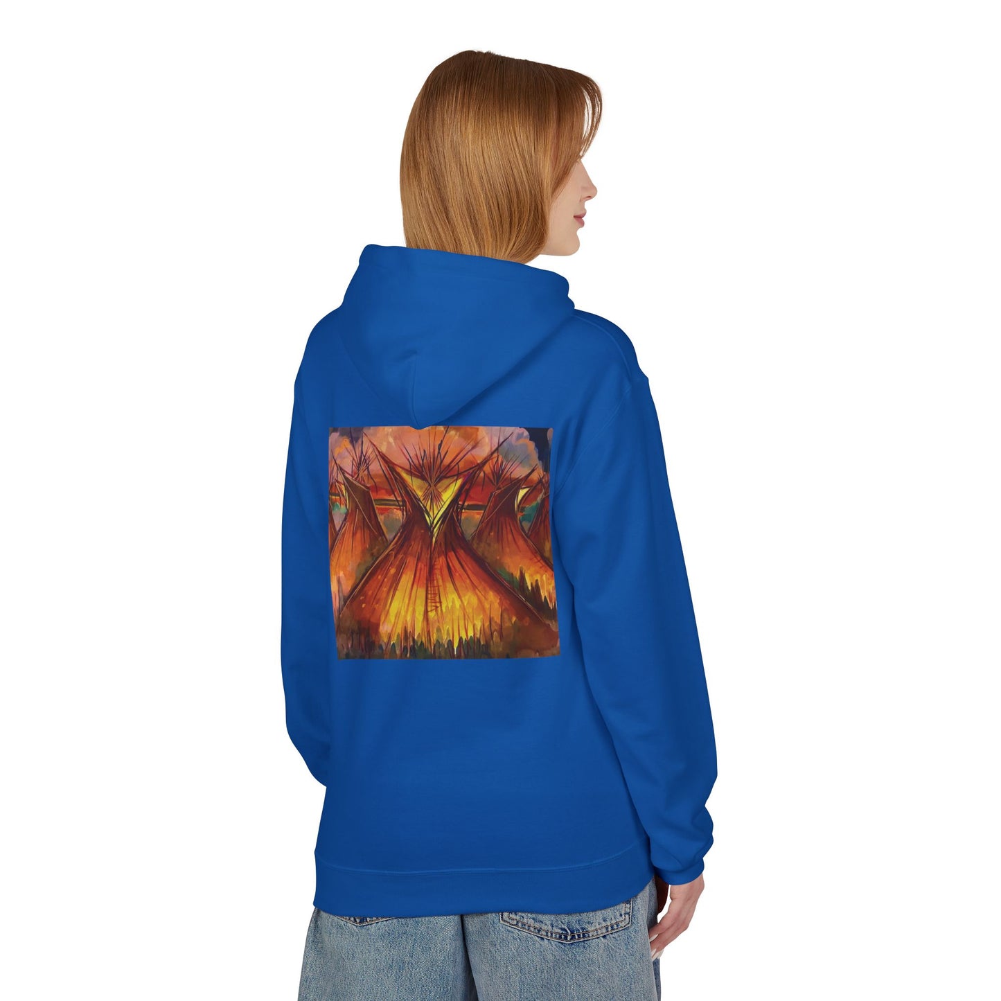 Big Lodge Native Hooded Sweatshirt, Unisex Fleece Pullover, Cozy Graphic Hoodie, Casual Streetwear, Gift for Art Lovers