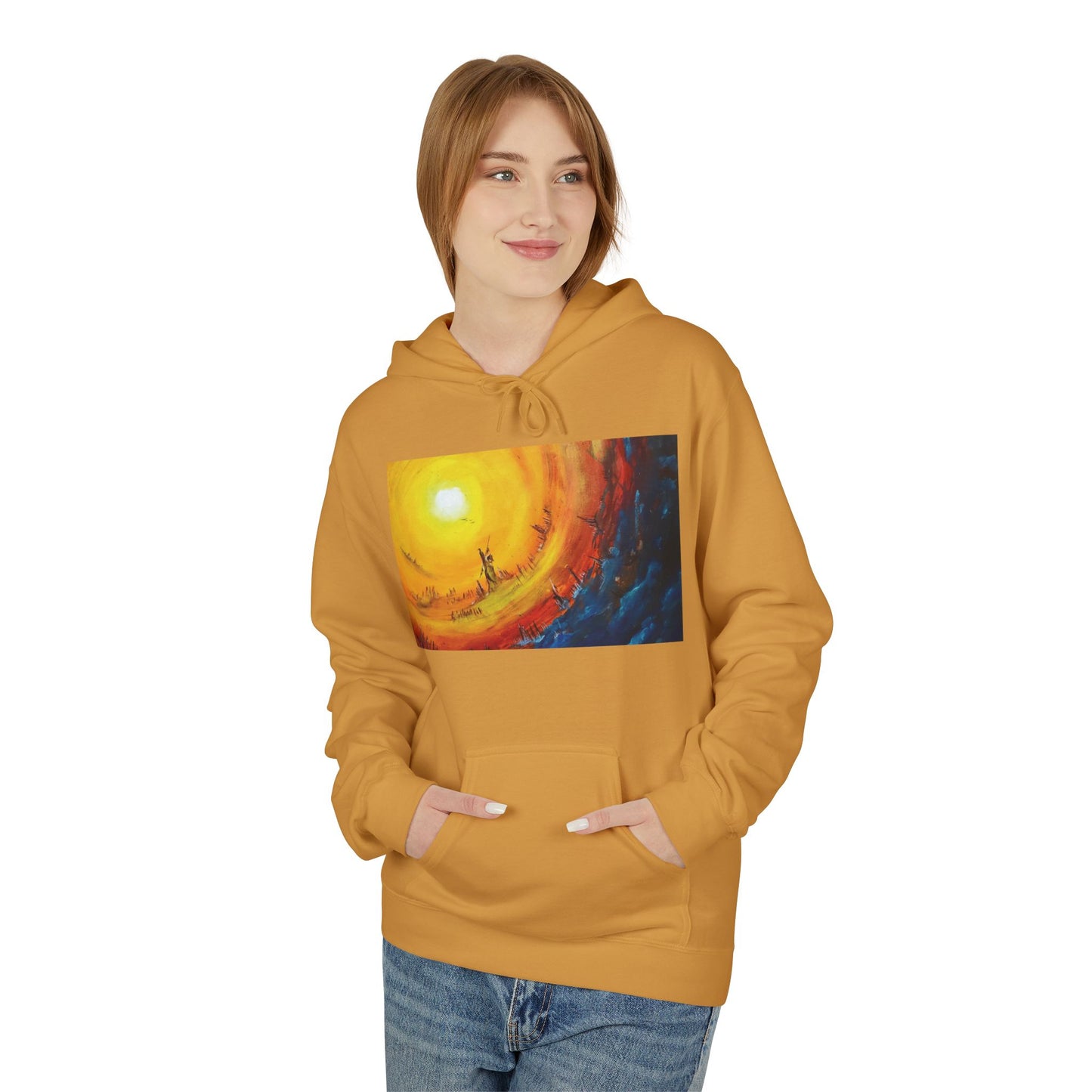 Big Lodge Native Hooded Sweatshirt, Unisex Fleece Pullover, Cozy Graphic Hoodie, Casual Streetwear, Gift for Art Lovers