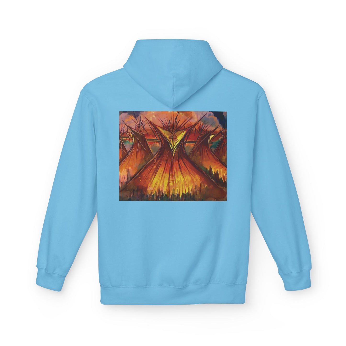 Big Lodge Native Hooded Sweatshirt, Unisex Fleece Pullover, Cozy Graphic Hoodie, Casual Streetwear, Gift for Art Lovers