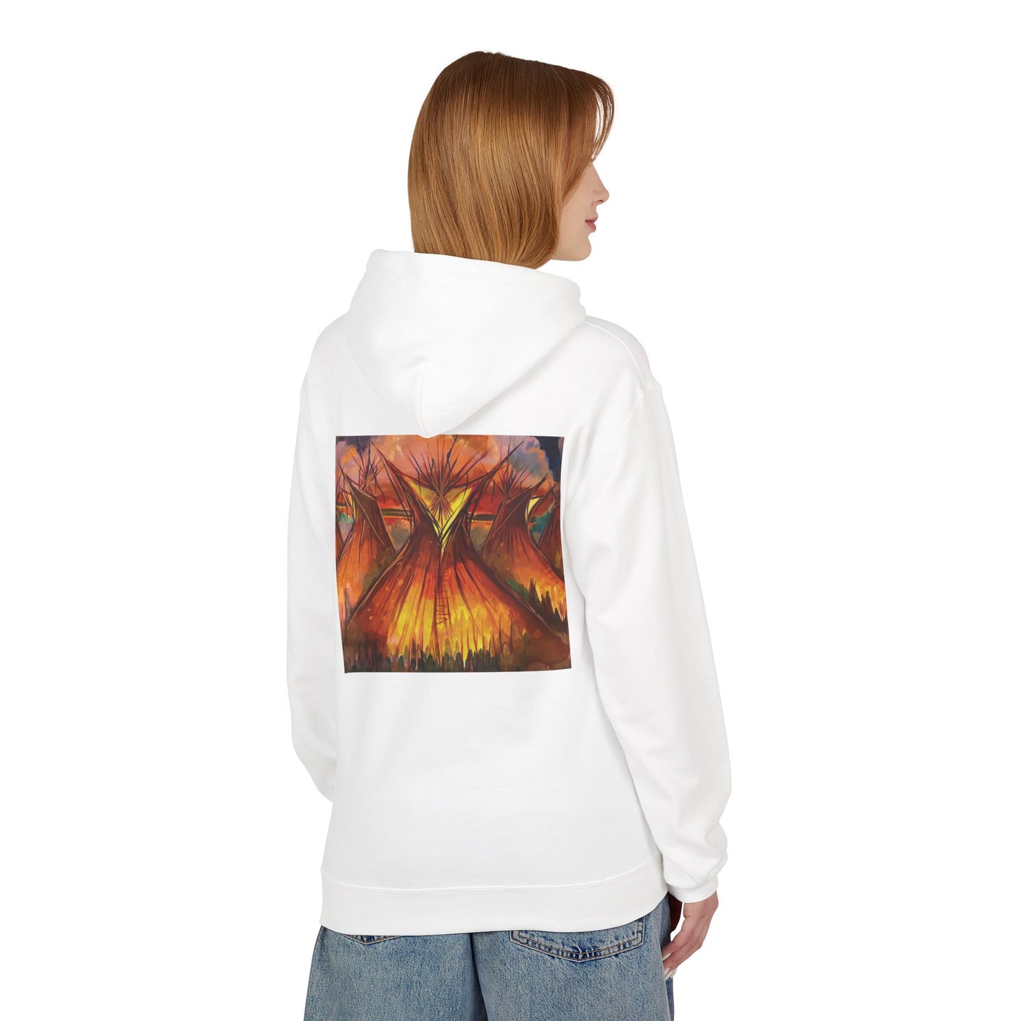 Big Lodge Native Hooded Sweatshirt, Unisex Fleece Pullover, Cozy Graphic Hoodie, Casual Streetwear, Gift for Art Lovers
