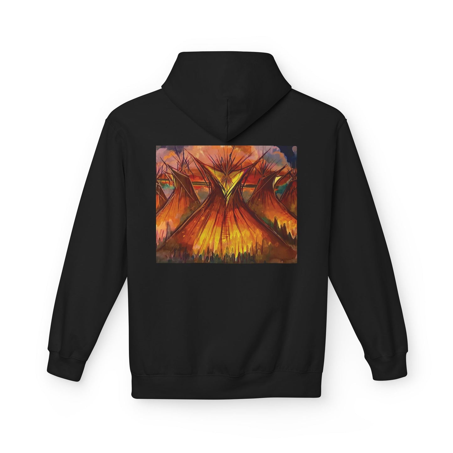 Big Lodge Native Hooded Sweatshirt, Unisex Fleece Pullover, Cozy Graphic Hoodie, Casual Streetwear, Gift for Art Lovers