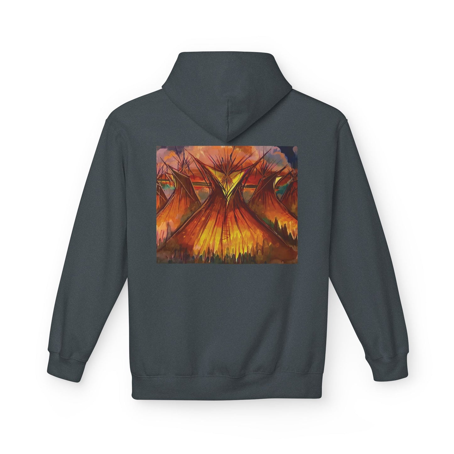 Big Lodge Native Hooded Sweatshirt, Unisex Fleece Pullover, Cozy Graphic Hoodie, Casual Streetwear, Gift for Art Lovers