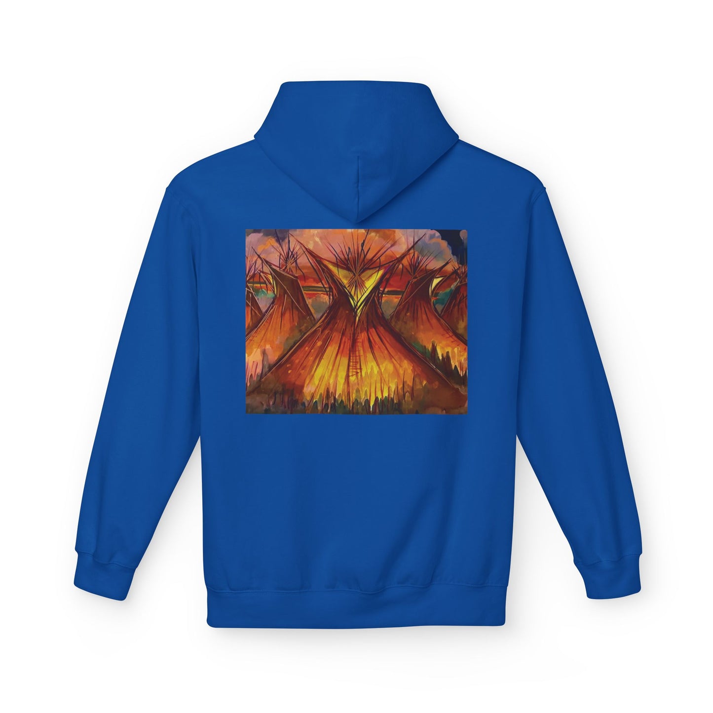 Big Lodge Native Hooded Sweatshirt, Unisex Fleece Pullover, Cozy Graphic Hoodie, Casual Streetwear, Gift for Art Lovers