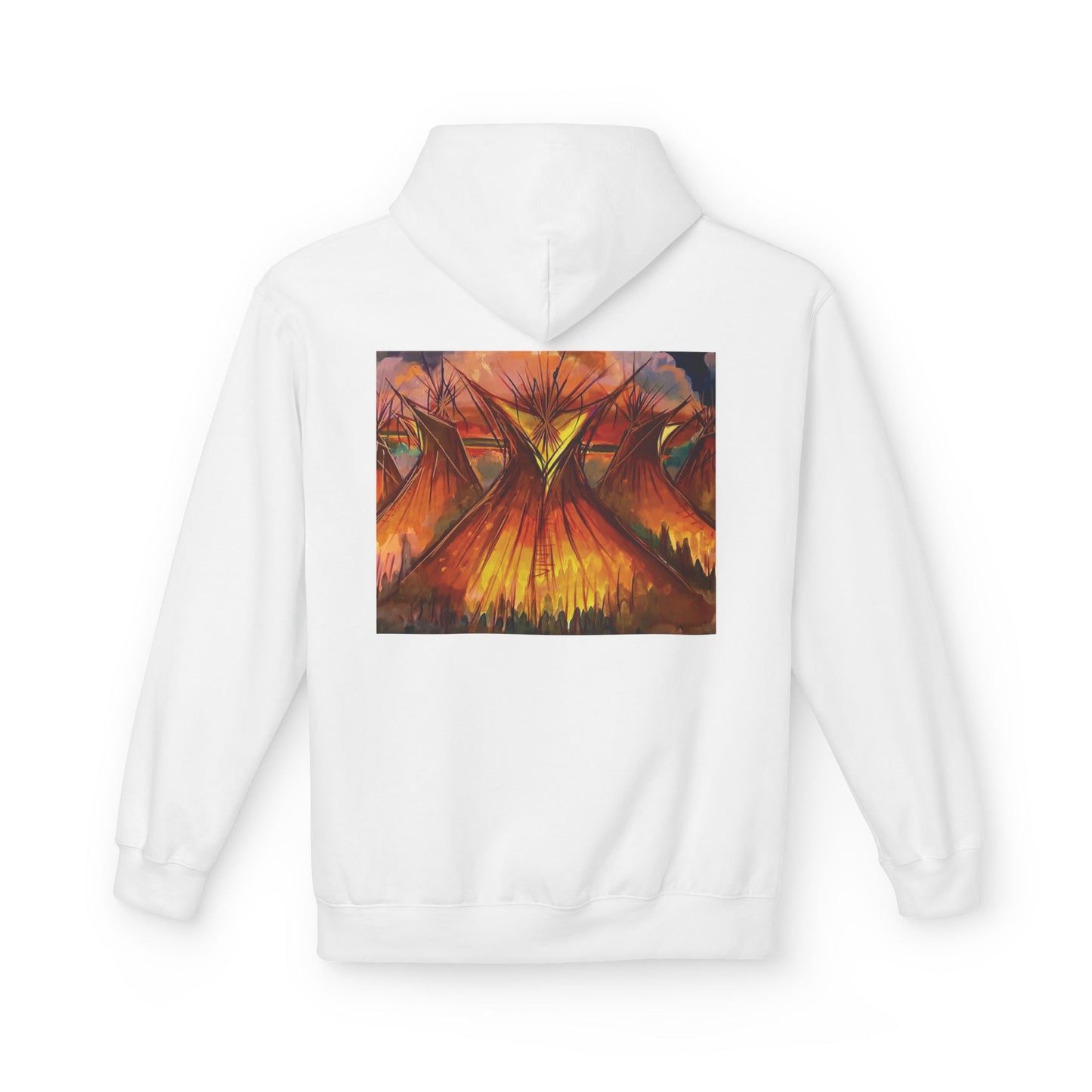 Big Lodge Native Hooded Sweatshirt, Unisex Fleece Pullover, Cozy Graphic Hoodie, Casual Streetwear, Gift for Art Lovers