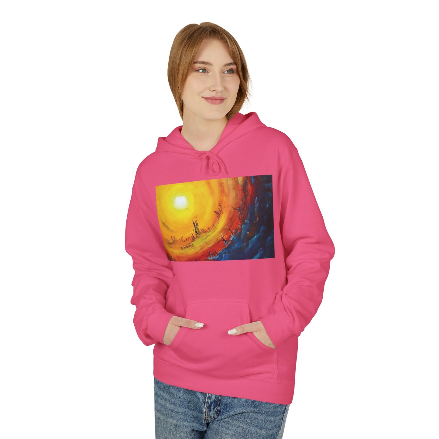 Big Lodge Native Hooded Sweatshirt, Unisex Fleece Pullover, Cozy Graphic Hoodie, Casual Streetwear, Gift for Art Lovers