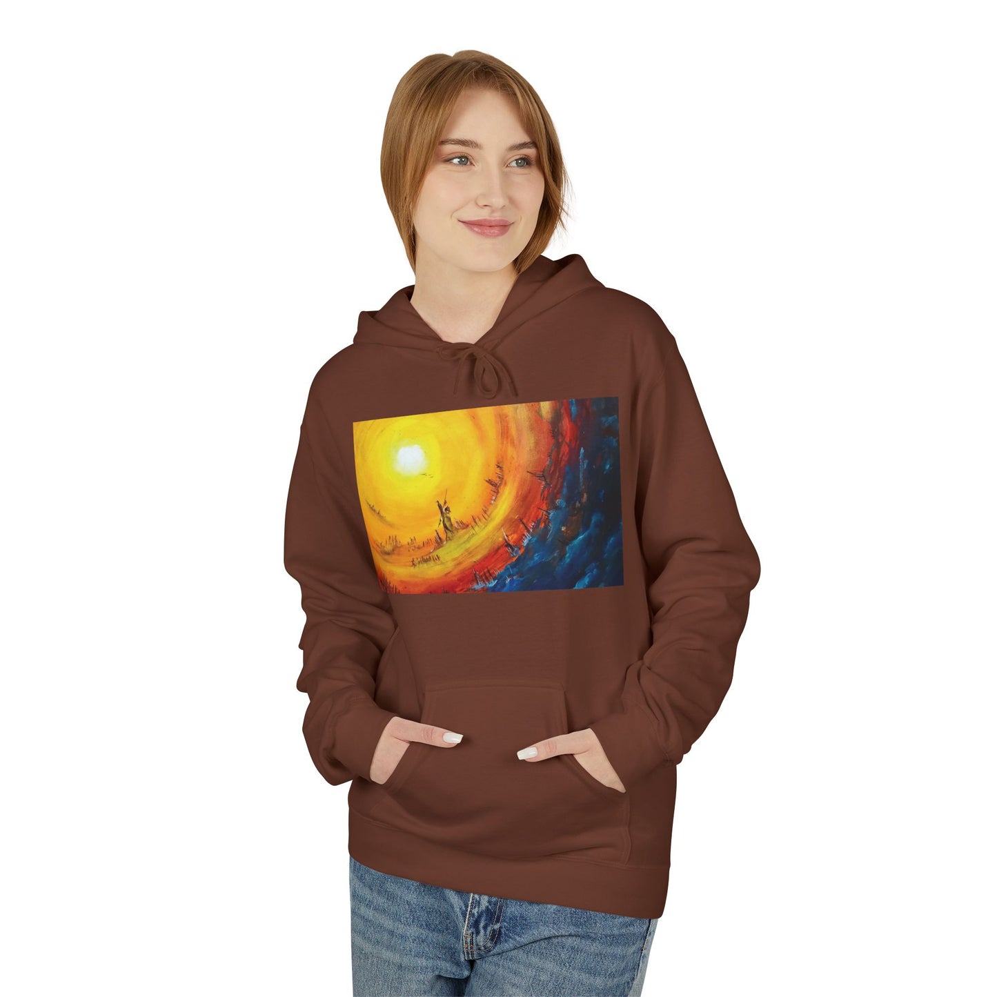 Big Lodge Native Hooded Sweatshirt, Unisex Fleece Pullover, Cozy Graphic Hoodie, Casual Streetwear, Gift for Art Lovers