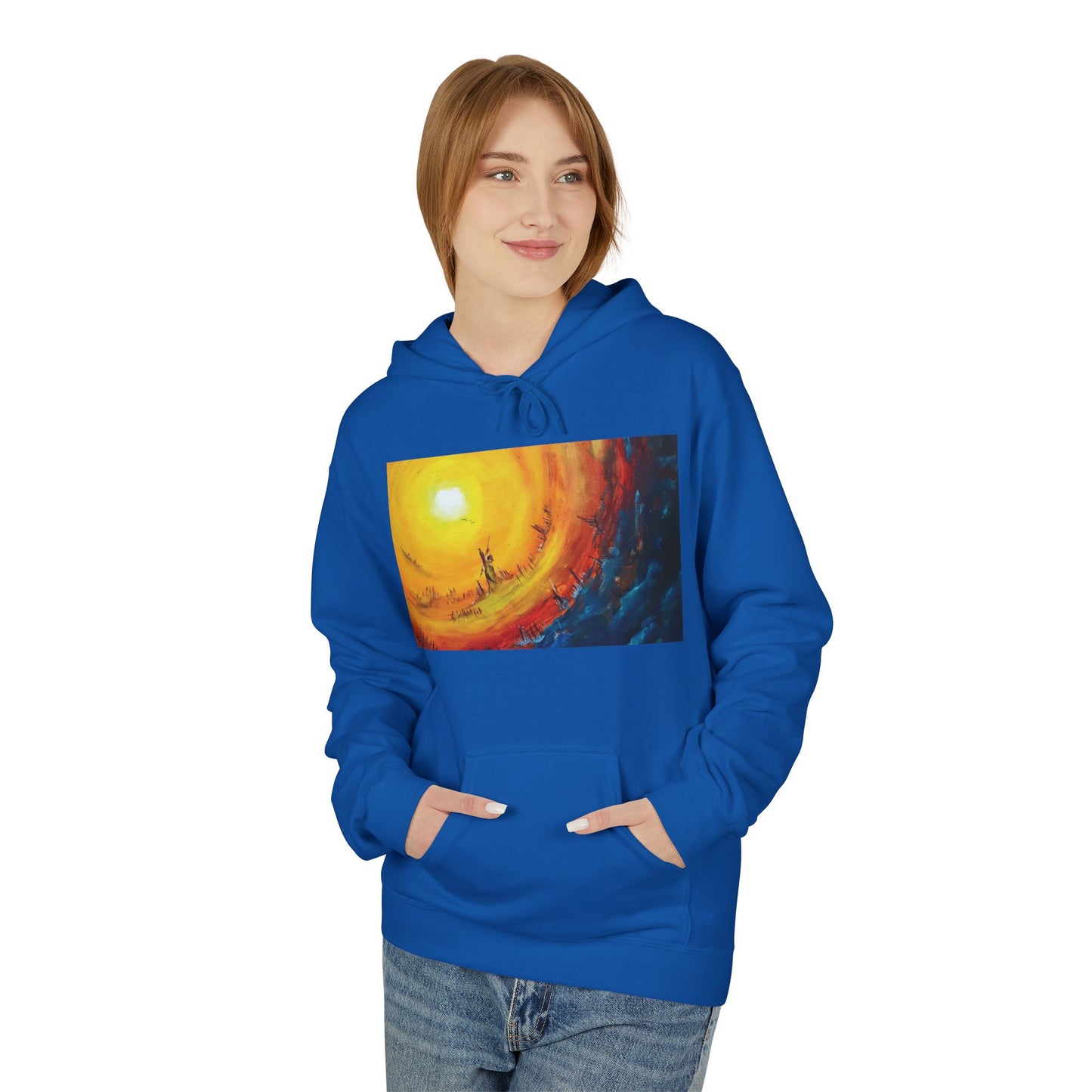 Big Lodge Native Hooded Sweatshirt, Unisex Fleece Pullover, Cozy Graphic Hoodie, Casual Streetwear, Gift for Art Lovers