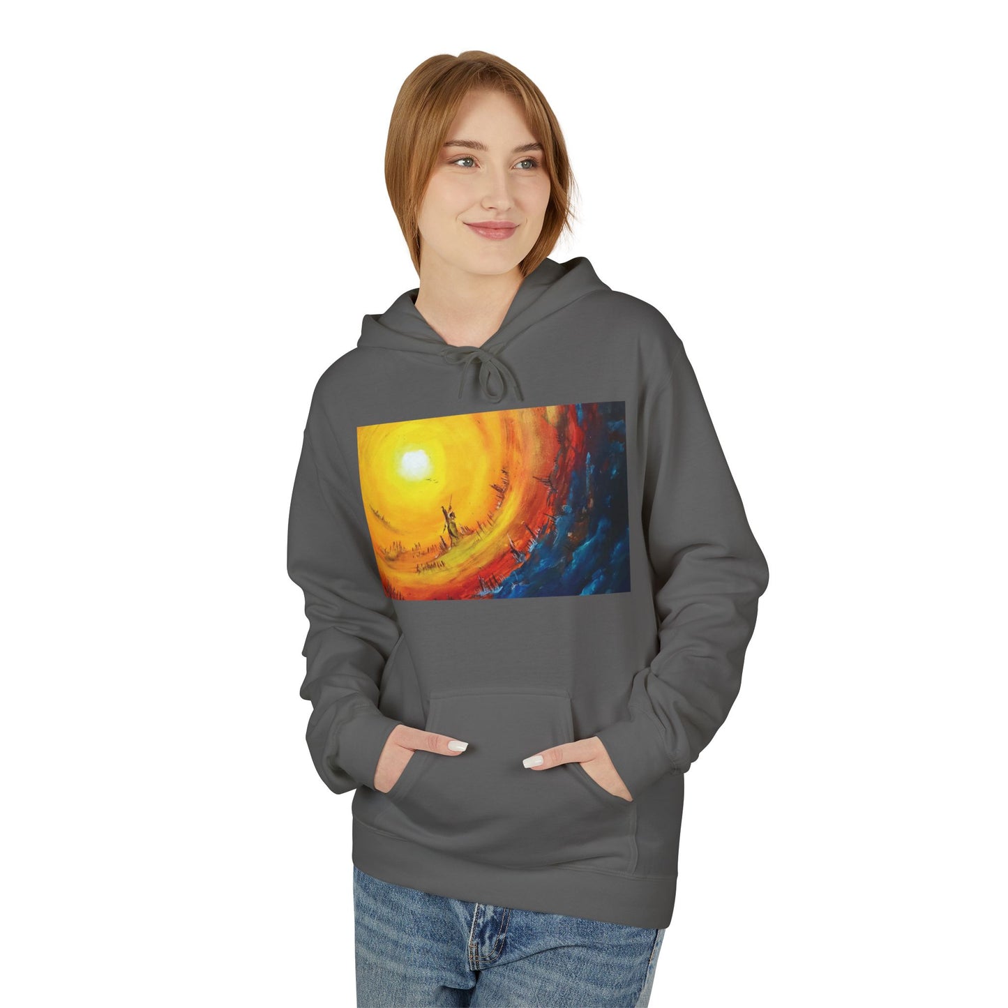Big Lodge Native Hooded Sweatshirt, Unisex Fleece Pullover, Cozy Graphic Hoodie, Casual Streetwear, Gift for Art Lovers