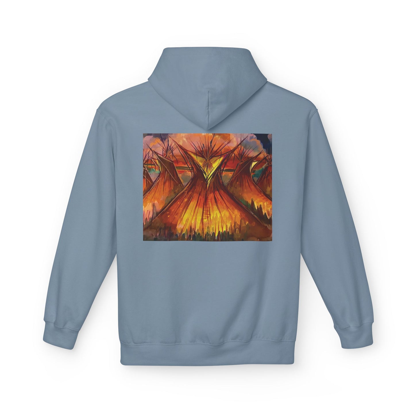 Big Lodge Native Hooded Sweatshirt, Unisex Fleece Pullover, Cozy Graphic Hoodie, Casual Streetwear, Gift for Art Lovers