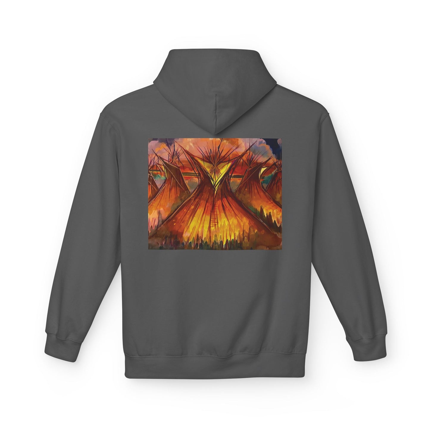 Big Lodge Native Hooded Sweatshirt, Unisex Fleece Pullover, Cozy Graphic Hoodie, Casual Streetwear, Gift for Art Lovers