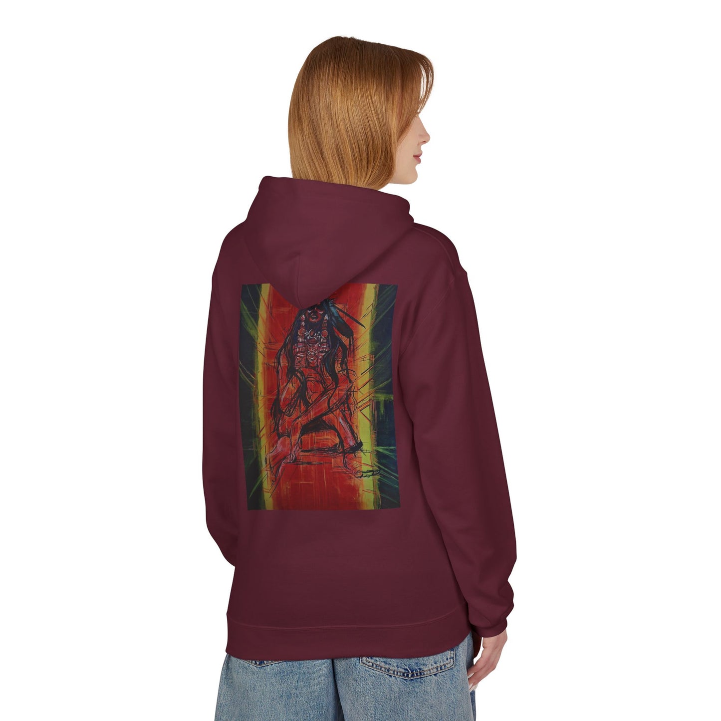 Sound of Silence #2 Native Hooded Sweatshirt, Unisex Fleece Pullover, Cozy Graphic Hoodie, Casual Streetwear, Gift for Art Lovers
