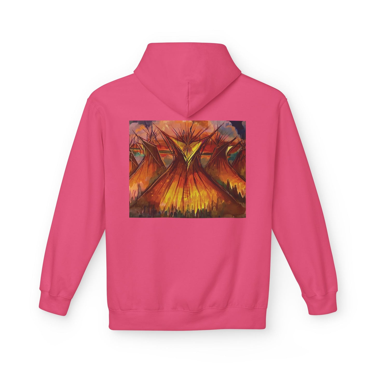 Big Lodge Native Hooded Sweatshirt, Unisex Fleece Pullover, Cozy Graphic Hoodie, Casual Streetwear, Gift for Art Lovers