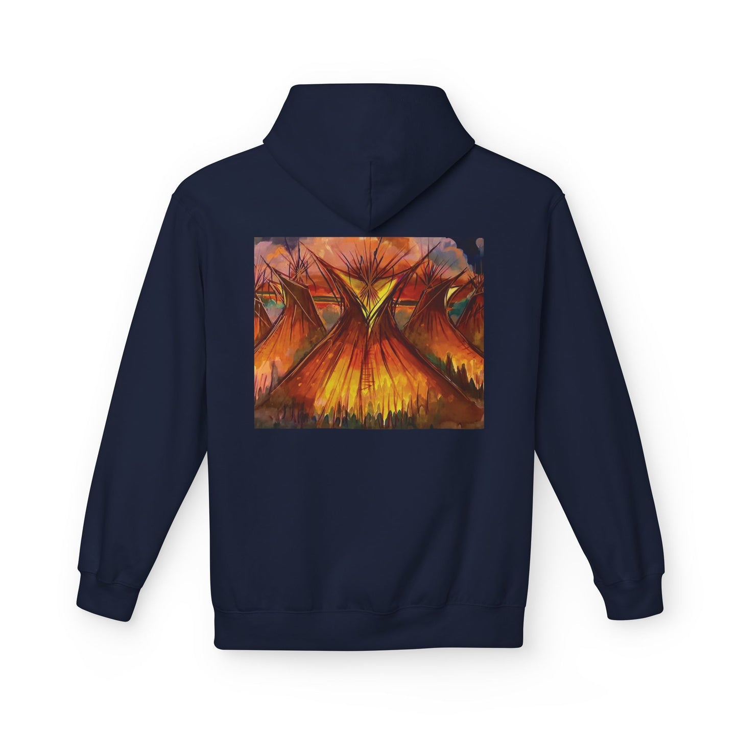Big Lodge Native Hooded Sweatshirt, Unisex Fleece Pullover, Cozy Graphic Hoodie, Casual Streetwear, Gift for Art Lovers