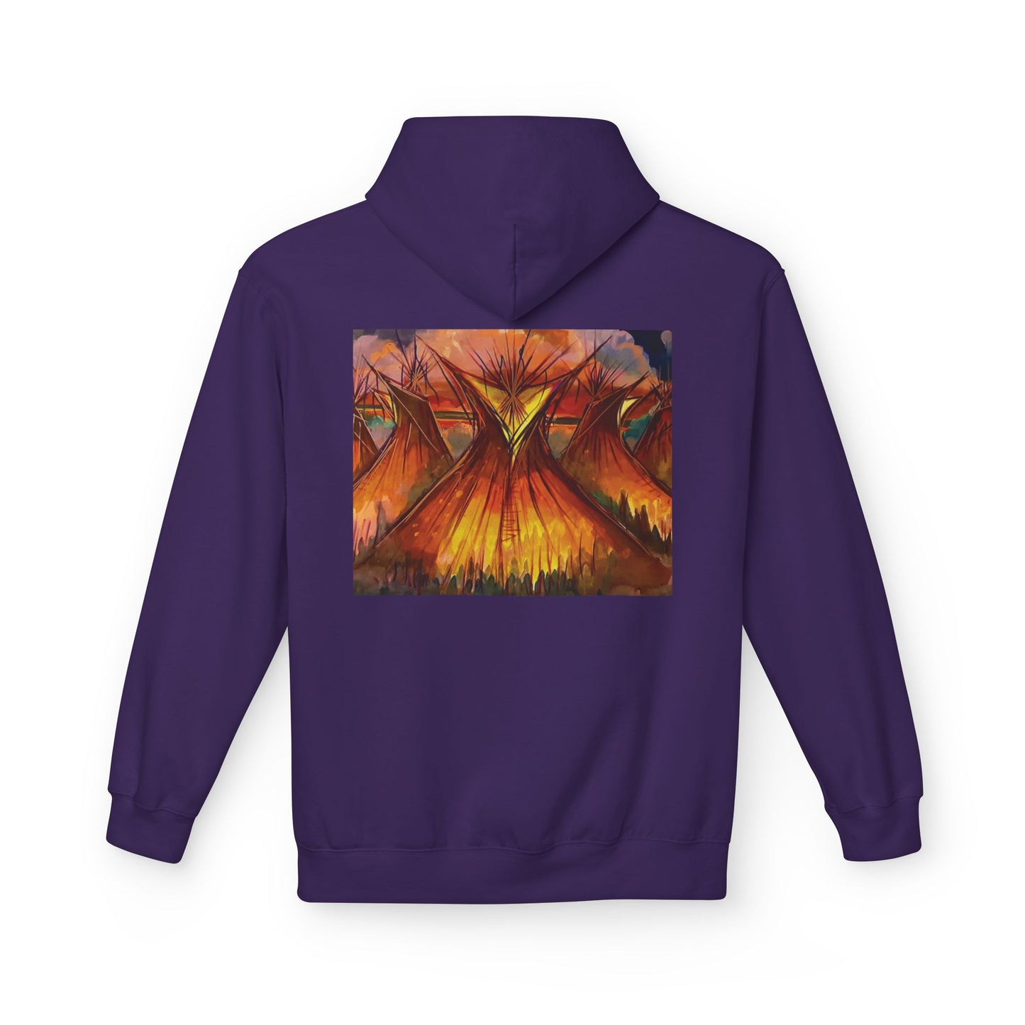 Big Lodge Native Hooded Sweatshirt, Unisex Fleece Pullover, Cozy Graphic Hoodie, Casual Streetwear, Gift for Art Lovers