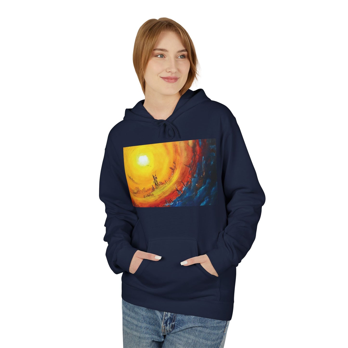 Big Lodge Native Hooded Sweatshirt, Unisex Fleece Pullover, Cozy Graphic Hoodie, Casual Streetwear, Gift for Art Lovers