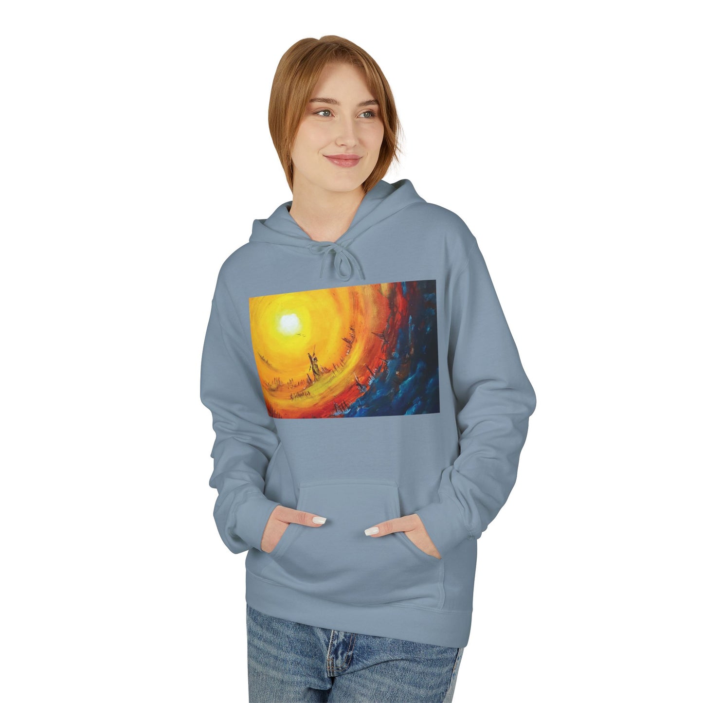 Big Lodge Native Hooded Sweatshirt, Unisex Fleece Pullover, Cozy Graphic Hoodie, Casual Streetwear, Gift for Art Lovers