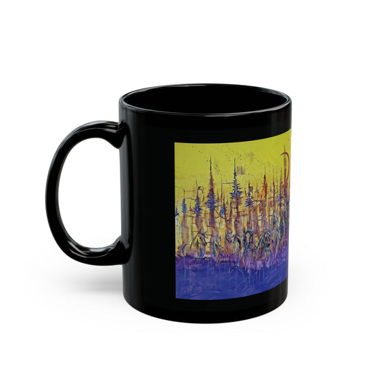 My Favorite Memory Black Mug - Colorful Landscape Design, Perfect for Coffee Lovers, Unique Gift, Home Decor, Camping Essentials