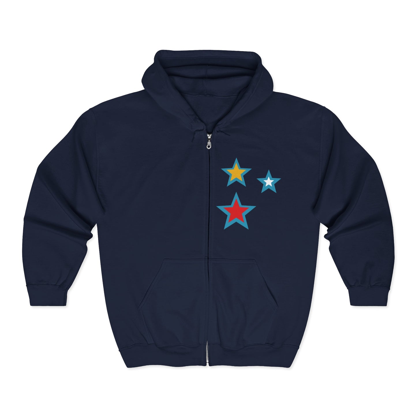 Plainfeather Comfort Zip-Up Hoodie, Unisex Star Print Sweatshirt, Casual Wear, Gift for Her, Cozy Layering, Fall Fashion