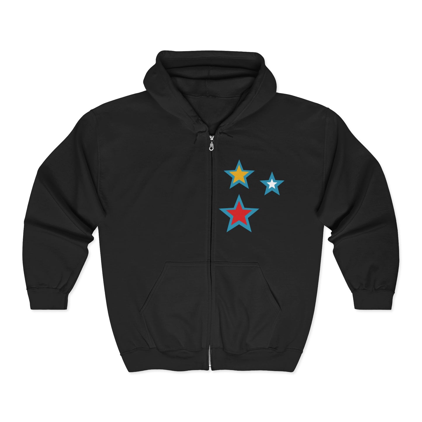Plainfeather Comfort Zip-Up Hoodie, Unisex Star Print Sweatshirt, Casual Wear, Gift for Her, Cozy Layering, Fall Fashion