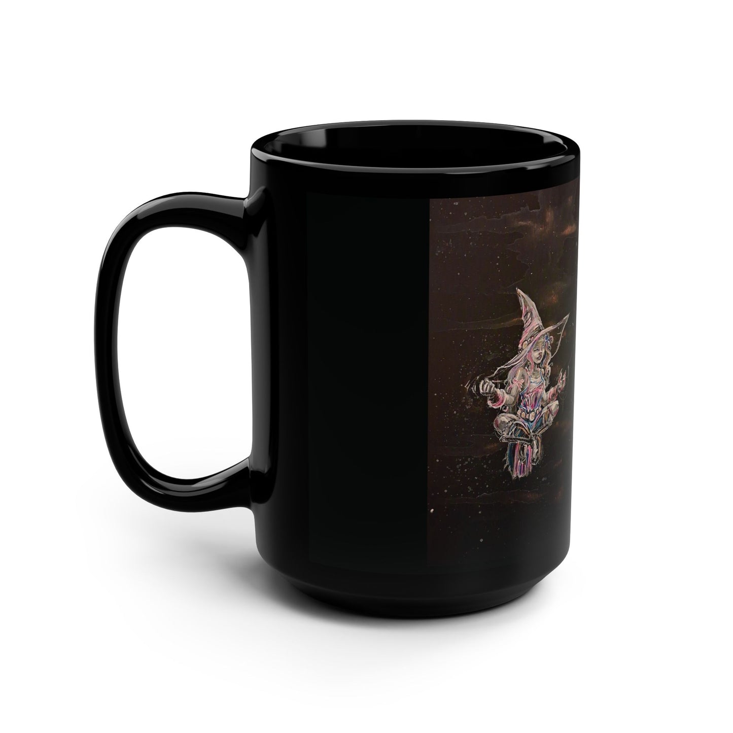 Cosmic Zen Black Mug, 15oz - Astrology Gift for Coffee Lovers, Unique Space Mug, Wizard Theme, Magical Drinkware