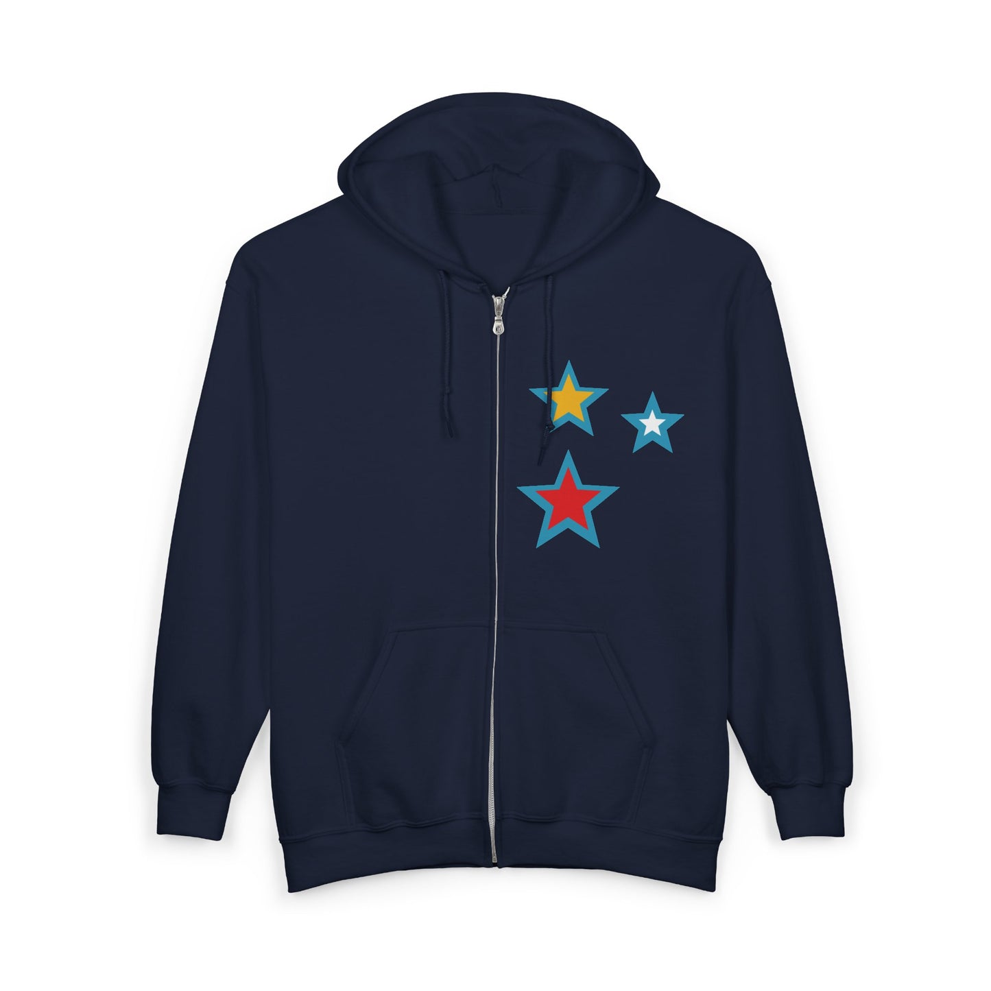 Plainfeather Comfort Zip-Up Hoodie, Unisex Star Print Sweatshirt, Casual Wear, Gift for Her, Cozy Layering, Fall Fashion