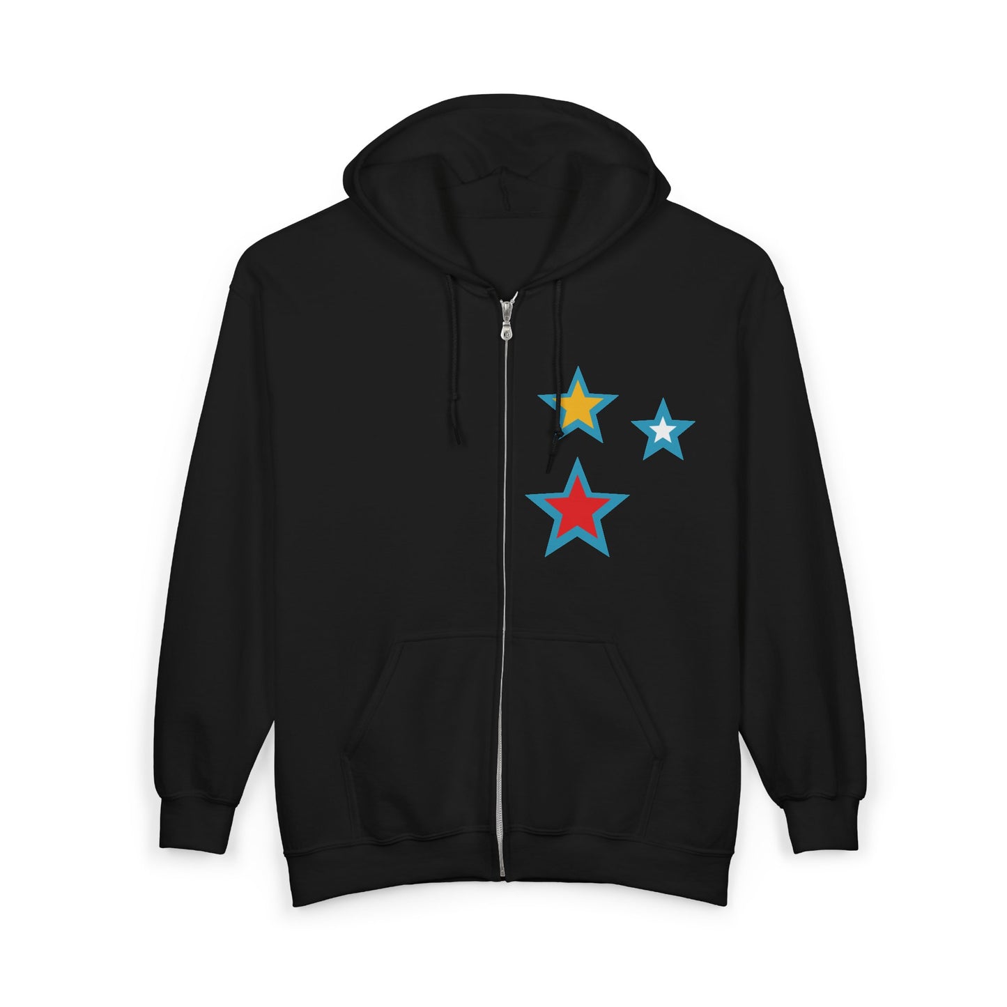 Plainfeather Comfort Zip-Up Hoodie, Unisex Star Print Sweatshirt, Casual Wear, Gift for Her, Cozy Layering, Fall Fashion